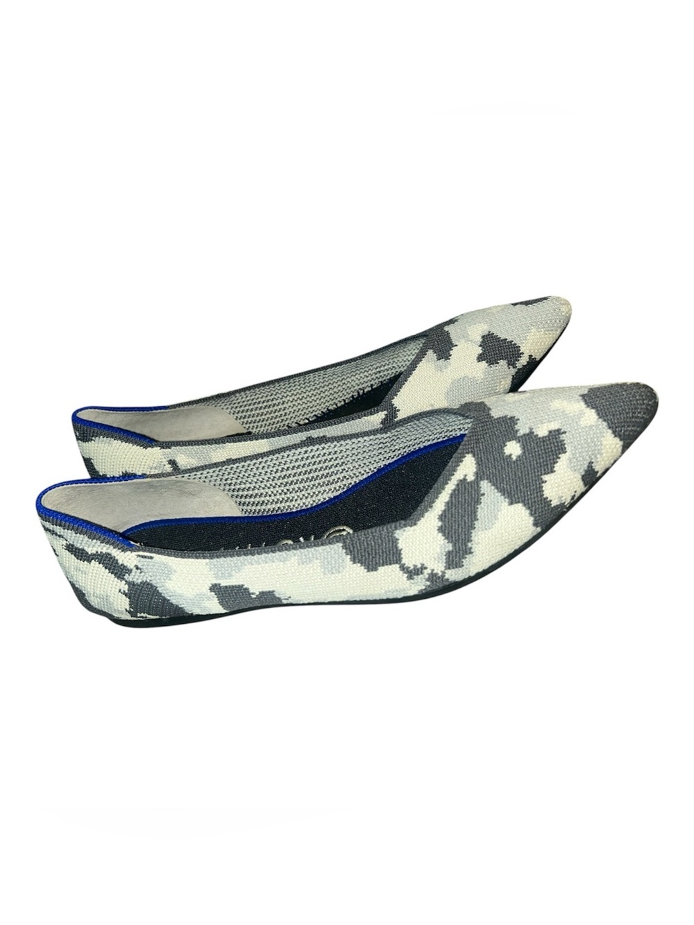 Rothy's The Point Knit Flats — Gray and White Camo